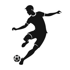 Black Silhouette of a Soccer Player with Ball – High-Quality Vector on Transparent Background