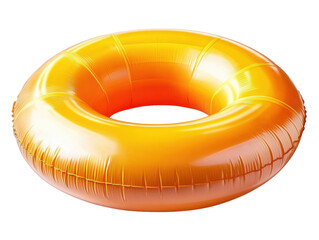 orange inflatable ring tube on transparent background
