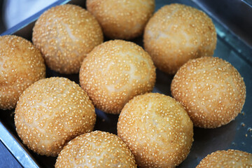 Jian dui (sesame balls), fried Chinese pastry snack food