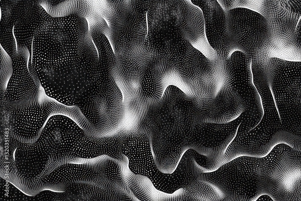 Poster abstract black and white particle wave background. ideal for tech, science, or futuristic designs ne