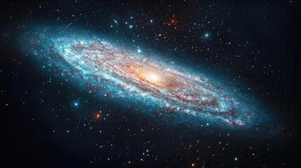 Fototapeta premium Dark sky concept. A stunning view of a spiral galaxy illuminated by distant stars and cosmic dust.