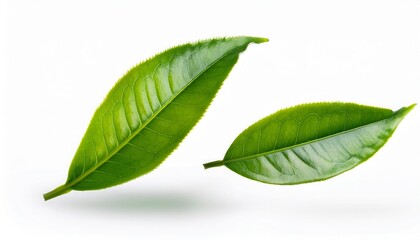 Obraz premium Tea leaf flying isolated on isolated white background