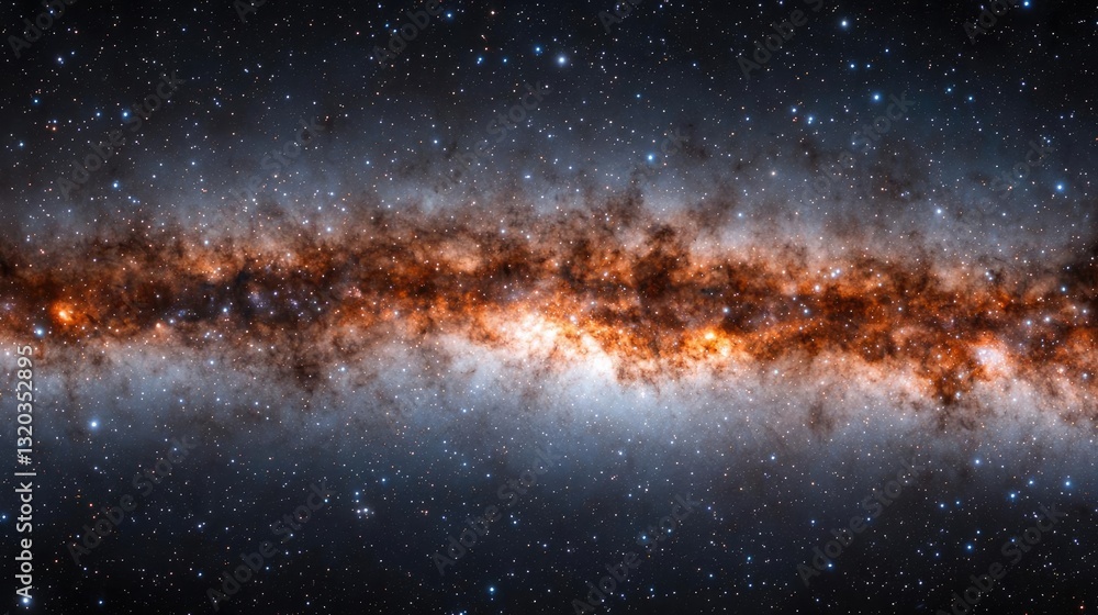 Poster dark sky concept. stunning view of a nebula illuminated by countless stars in deep space.