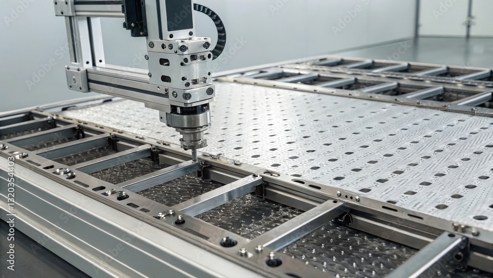 Poster cnc milling machine featuring robotic matrix structure highlighting advanced mechanical engineering 