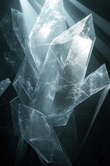 A stunning display of crystal formations illuminated by soft, ethereal light.