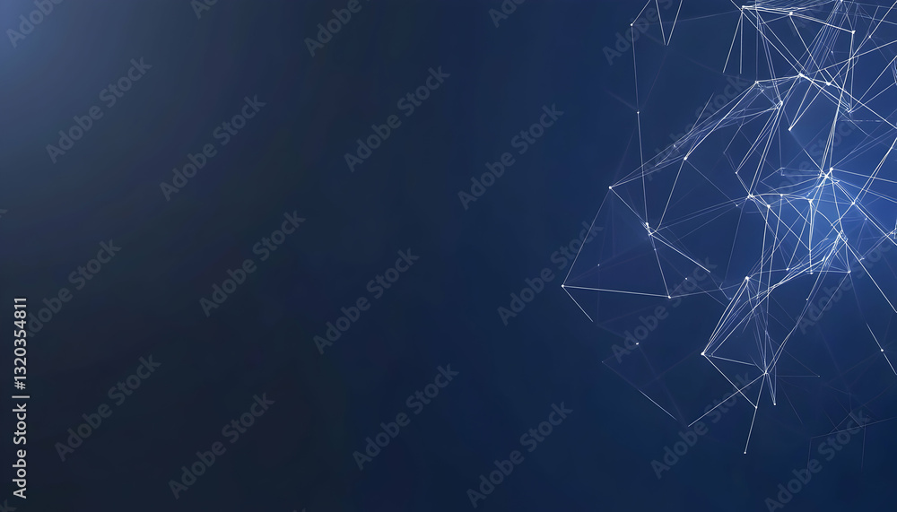 Poster abstract digital network connection background. elegant dark blue backdrop with glowing white lines 