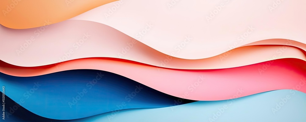 Poster geometric shapes illustration abstract background concept. colorful waves of paper create a vibrant 
