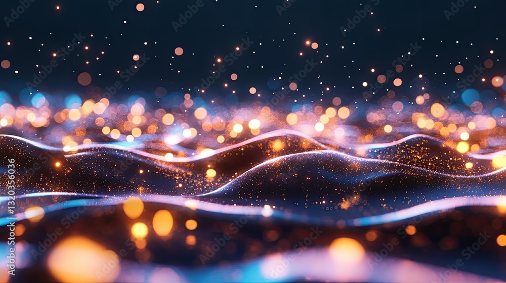 Aufkleber abstract background with glowing lights and soft waves in motion