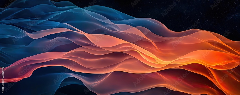 Poster dark sky concept. colorful abstract waves flow seamlessly, creating a dynamic visual experience.