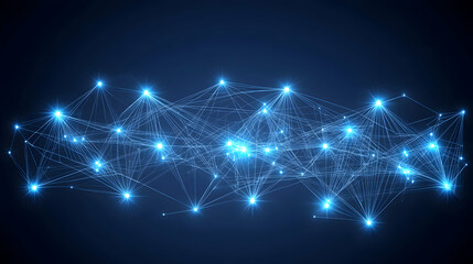 Obraz premium Abstract glowing network connection, digital data flow, futuristic technology background. Ideal for tech, AI, and communication concepts.