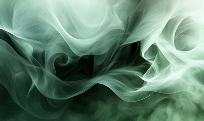 Abstract green smoke swirls, ethereal and dreamy background texture. Ideal for design projects needing a mystical or calming feel.