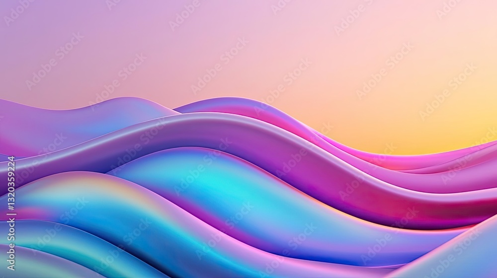 Poster 3d abstract art background idea. colorful abstract waves creating a tranquil and vibrant digital lan