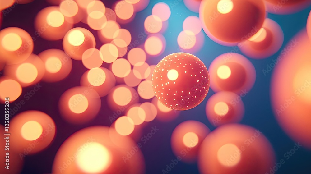 Poster 3d abstract art background idea. abstract illustration of glowing particles in a colorful environmen