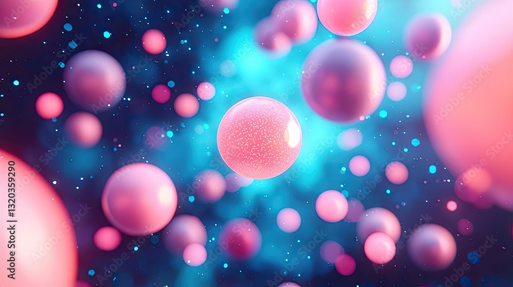 Poster 3d abstract art background idea. abstract depiction of vibrant cells floating in space, showcasing a