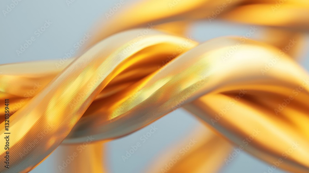 Poster 3d abstract art background idea. close-up view of intertwined golden strands, highlighting texture a