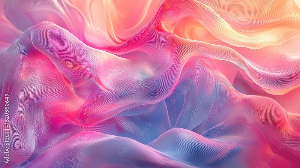 Poster 3d abstract art background idea. colorful abstract texture with flowing silk-like patterns in soft h