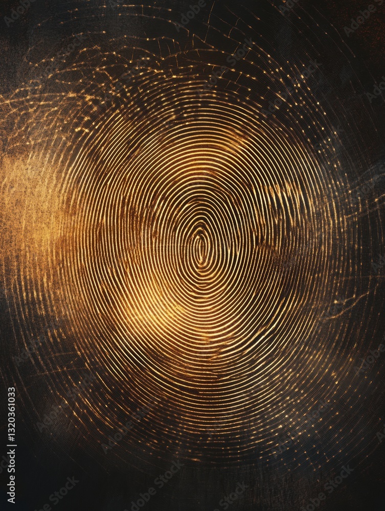 Poster digital fingerprint graphic with intricate cyber lines against dark background, ideal for tech theme