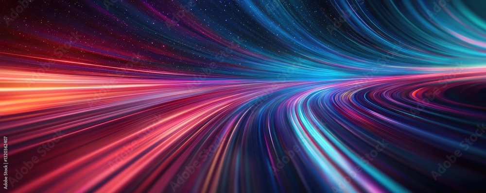 Poster aerial landscape abstract background concept. abstract light trails in vibrant colors creating a dyn