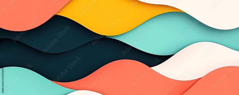 Poster geometric shapes illustration abstract background concept. colorful abstract waves create a dynamic 