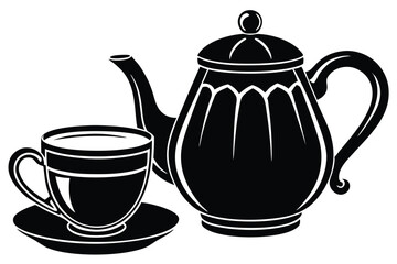 silhouette teapot and cups