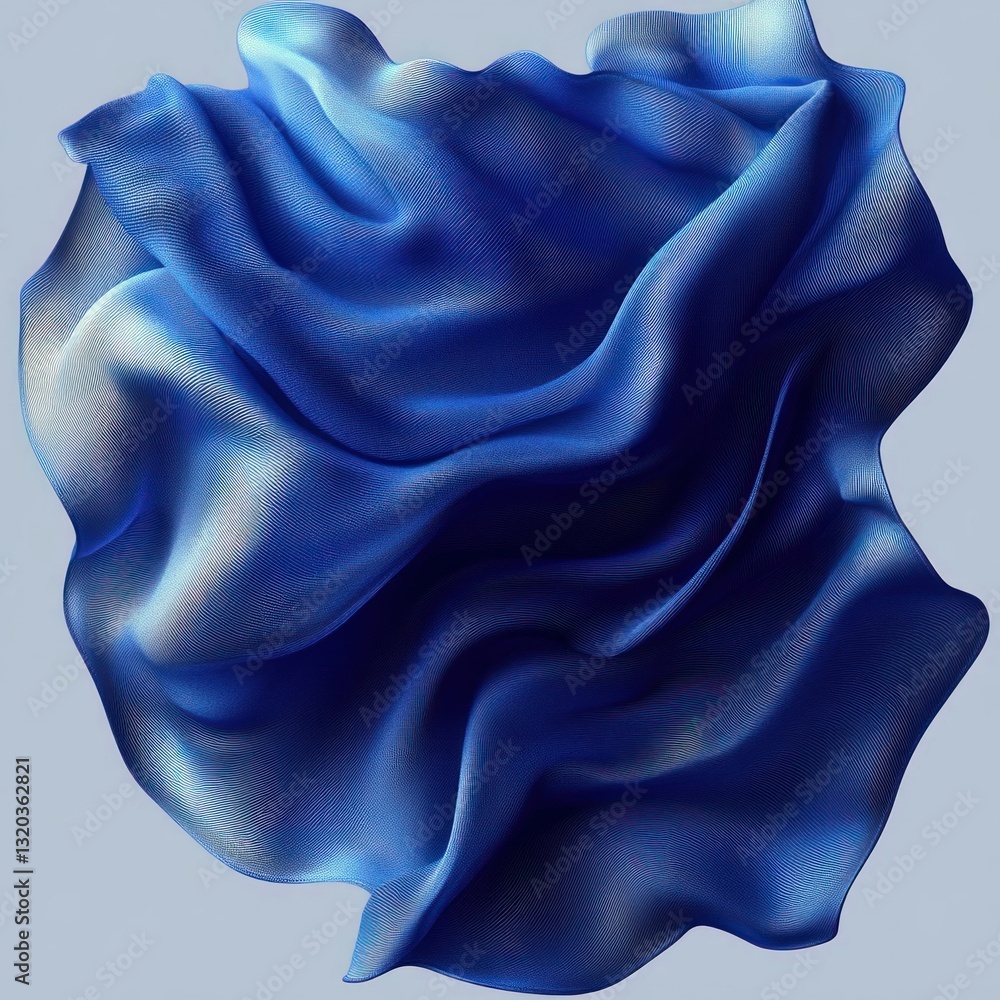 Poster elegant flowing blue fabric abstract minimalist design element 3d rendering for modern digital art d
