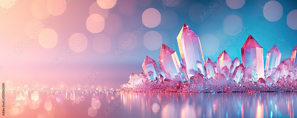 Aufkleber 3d abstract art background idea. vibrant crystals with colorful bokeh background for artistic and ae