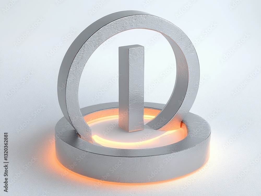Poster metallic information symbol in circular frame 3d render