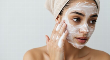 closeup of a woman scrubbing her face to maintain the beauty and health of her face