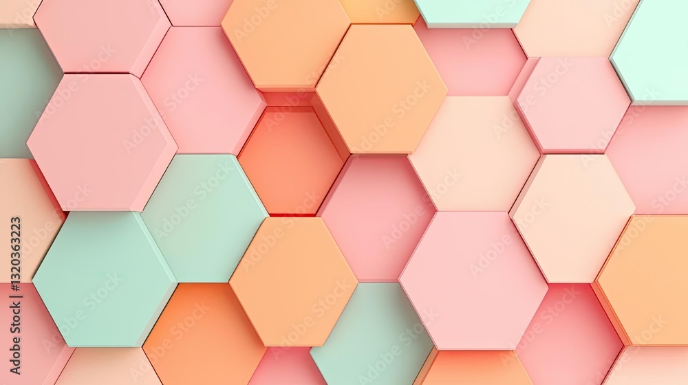 Poster geometric shapes illustration abstract background concept. colorful hexagonal tiles create a modern,