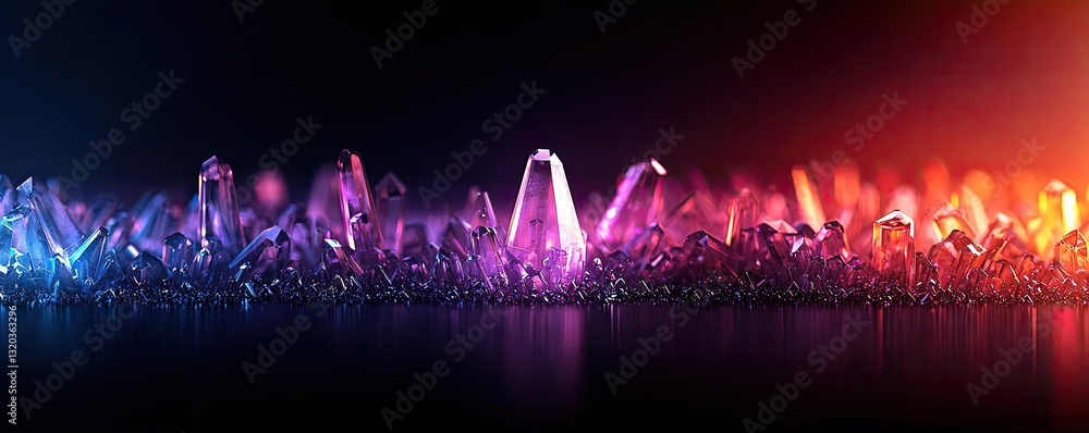 Aufkleber 3d abstract art background idea. vibrant and colorful crystal formations with a futuristic glow and 