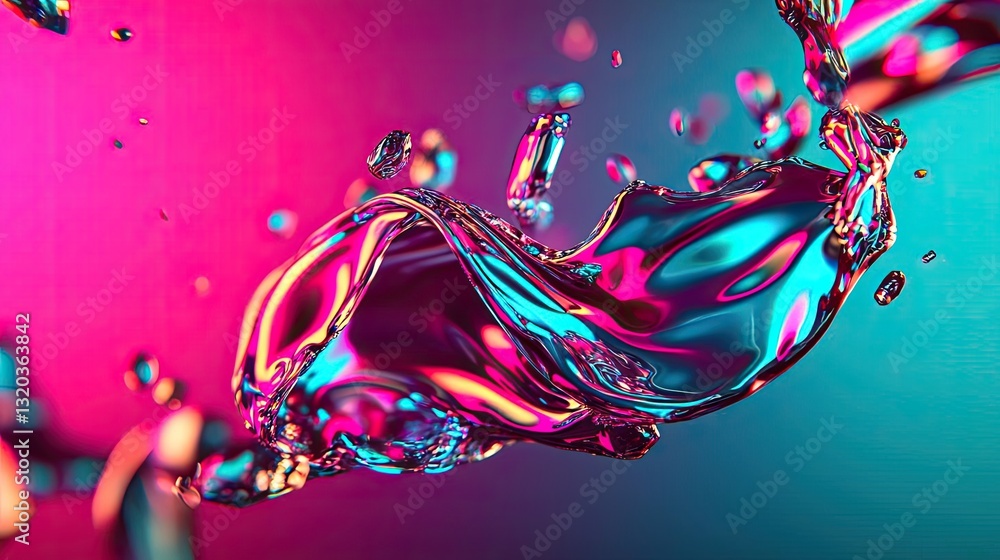 Poster 3d abstract art background idea. vibrant splash of liquid in dynamic colors, creating an abstract wa
