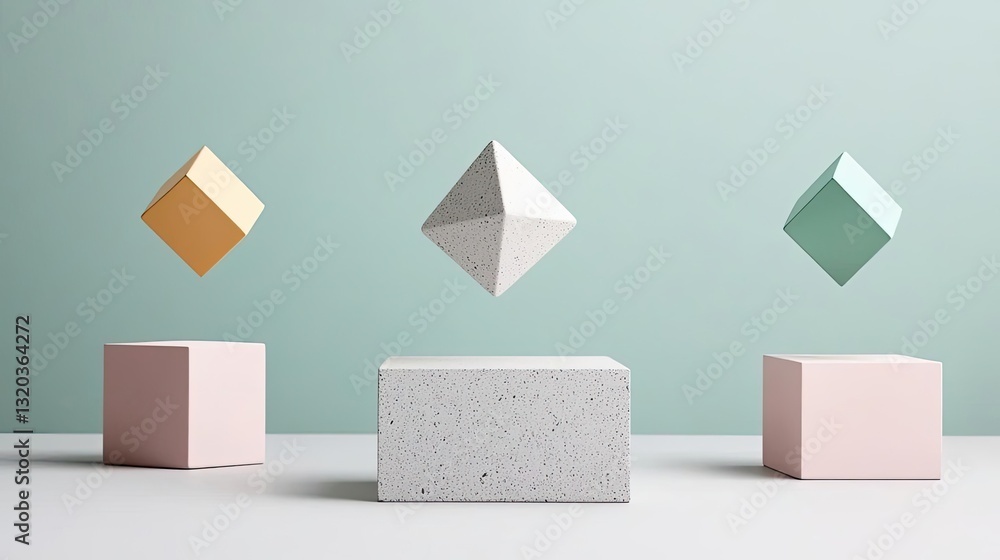 Aufkleber geometric shapes illustration abstract background concept. colorful geometric shapes floating above 