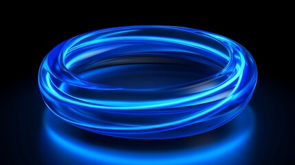 Glowing blue ring, dark background, abstract design, tech concept