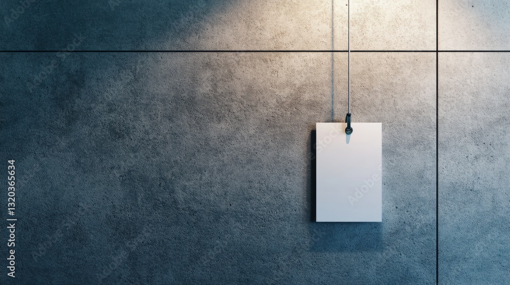 Aufkleber minimalist work badge hangs against a textured office wall in soft lighting for a balanced and harmo