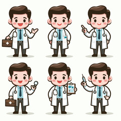 Set of Cartoon Doctor Character Professions for Healthcare Concepts vector