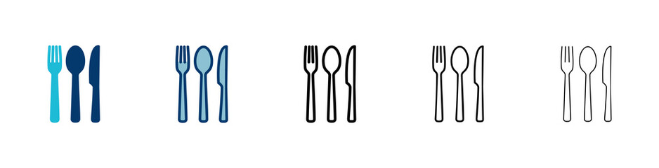 Fork, Spoon, and Knife isolated on white background. Restaurant icon. food icon. Eat. Cutlery icon.