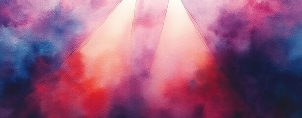 Vibrant abstract background with colorful light beams in a dense fog atmosphere.
