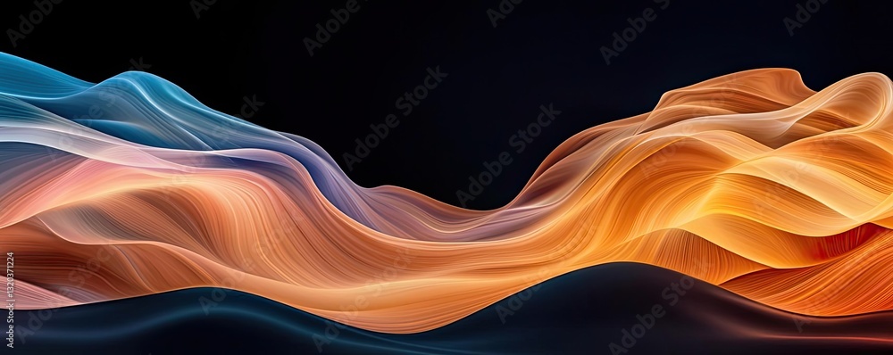 Poster dramatic nighttime abstract background idea. abstract colorful waves flowing in a serene digital lan