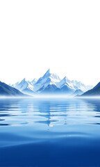 mountains are reflecting in calm water.