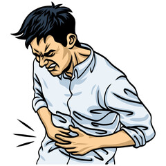 Man Suffering Stomach Pain Illustration
