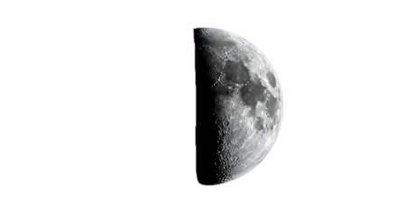 Crescent moon isolated on black and white, clipping path