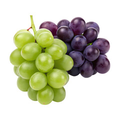 Fototapeta premium Fresh green and purple grapes on transparency background, perfect for healthy snacks