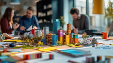 Colorful Architectural Model on Table During Collaborative Studio Session