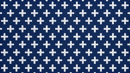 Minimalist White Plus Sign Design on Deep Blue Background. Medical White Plus Sign Pattern on Dark Blue