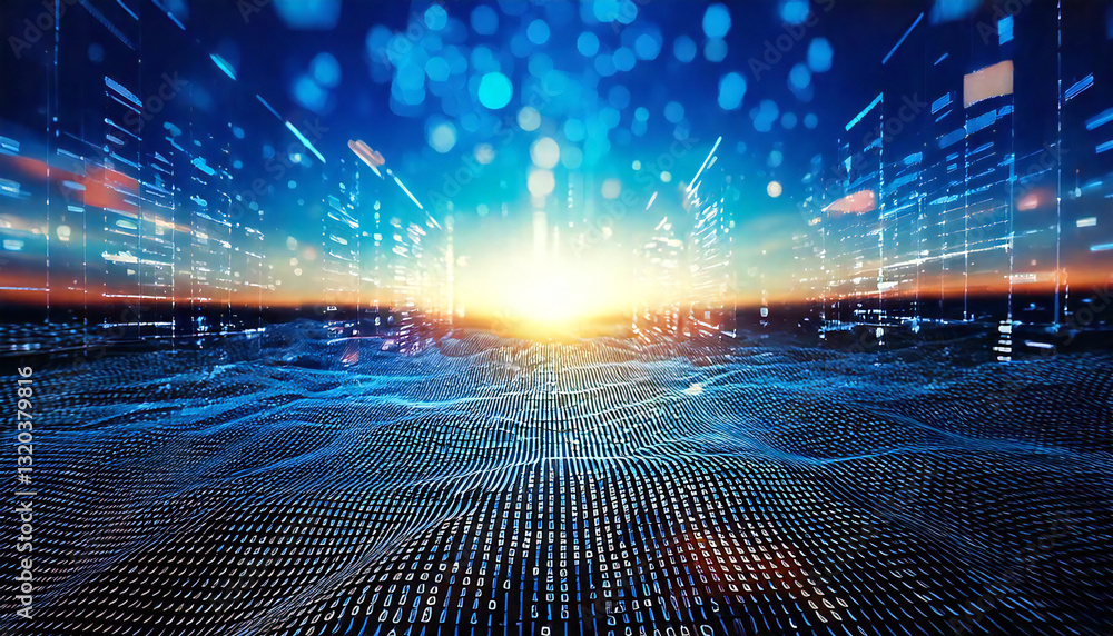 Poster abstract digital data background. image for imagining network functioning, technological process, di