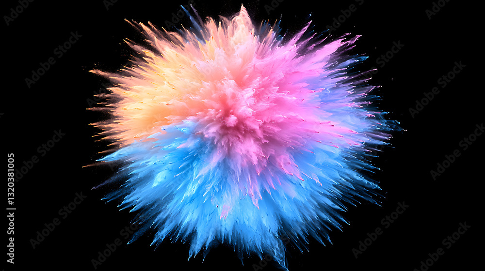 Poster dynamic color explosion abstract art digital content vibrant environment close-up view creative conc