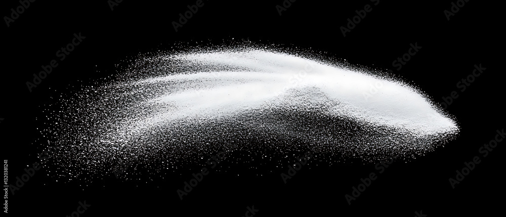 Poster dynamic motion of powder ejecting studio setup high-speed photography dark background close-up abstr