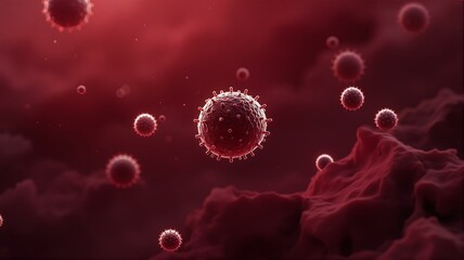 Red and white animated cells floating.