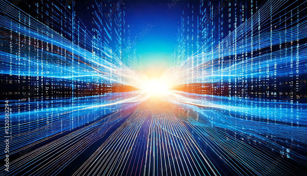 Aufkleber 抽象的なデジタルデータの背景。ネットワーク機能、技術プロセス、デジタル ストレージ、科学、教育、デジタルの未来を想像するイメージです。abstract digital data background.