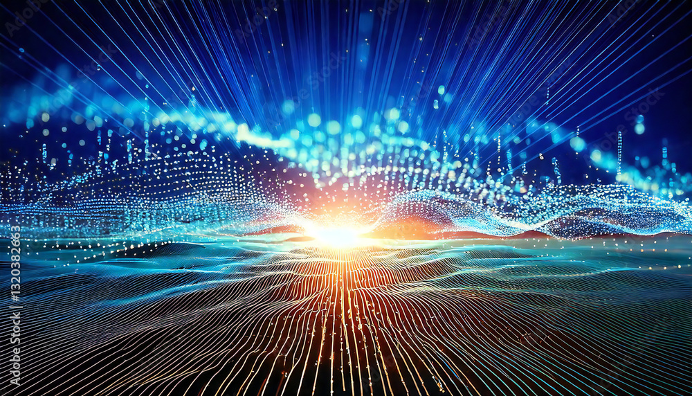 Aufkleber 抽象的なデジタルデータの背景。ネットワーク機能、技術プロセス、デジタル ストレージ、科学、教育、デジタルの未来を想像するイメージです。abstract digital data background.